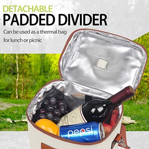 Tirrinia 4 Bottle Wine Gift Carrier - Leakproof & Insulated Padded Portable Versatile Wine Carrying Cooler Tote Bag for Travel, BYOB Restaurants, Wine Tasting, Parties,Gift for Wine Lovers, Beige