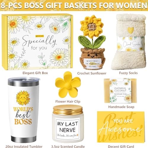 Bosses Day Gifts for Women Her, Cool Boss Lady Gifts for Women Female, Funny Thank You Birthday Christmas Bosses Appreciation Gift Set, Best Office Farewell Leaving Going Away Retirement Gift for Boss