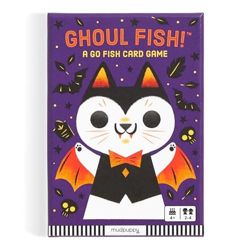 Mudpuppy Ghoul Fish! – Ghoul Version of Classic Kids Go Fish Card Game with Cute Illustrations of Ghoulish Cats for Children Ages 4 and Up, 2-4 Players