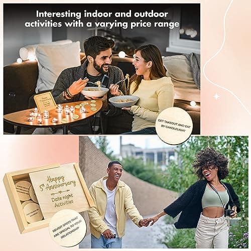 5 Year Anniversary Wooden Gifts for Him Her - 5th Anniversary Traditional Gifts for Wife Husband, 5 Year Marriage Gift for Couple, Fifth Wedding Present for Men