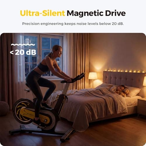 Compact Exercise Bike for Small Spaces, Quiet Rear Flywheel Stationary Bike for Home, 7-Level Lever Resistance, Soft Seat Indoor Cycling Bike for Petite to Medium Frames (<26dB)