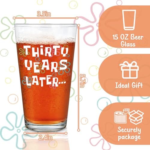 Futtumy 30th Birthday Gifts for Men, 15 OZ Thirty Years Later Beer Glass, 30 Year Old Birthday Gifts for Men Him Dad Father Husband Brother Boyfriend Uncle Women Wife, Gift for 30th Birthday Christmas B0FKSSHCCV