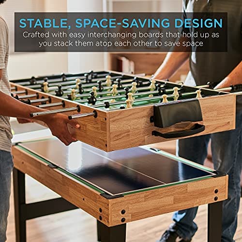 Best Choice Products 2x4ft Combo Game Table Set for Home, Game Room, Friends & Family w/Hockey, Foosball, Pool, Shuffleboard, Ping Pong, Chess, Checkers, Bowling, and Backgammon