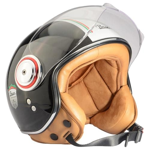 Open Face Motorcycle Helmet for Adults,DOT Approved - Moped Half Vespa Retro Helmet with Anti-Scratch Visor for Men and Women