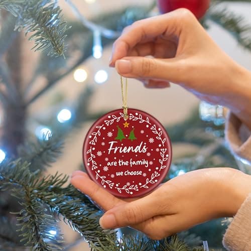 GGEB Friend Christmas Ornaments Gifts for Women Men - 3" Ceramic Christmas Tree Friendship Ornaments for Best Friends Coworkers Bestie Sister - Good Friends Birthday Gifts Ideas Xmas Decorations