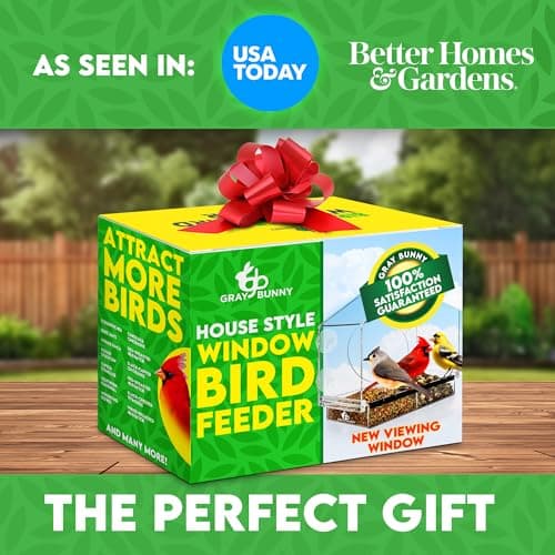 Window Bird Feeder with Strong Suction Cups - Gifts for Grandma Bird Watching Gifts for Grandpa Backyard Birding (Large House)