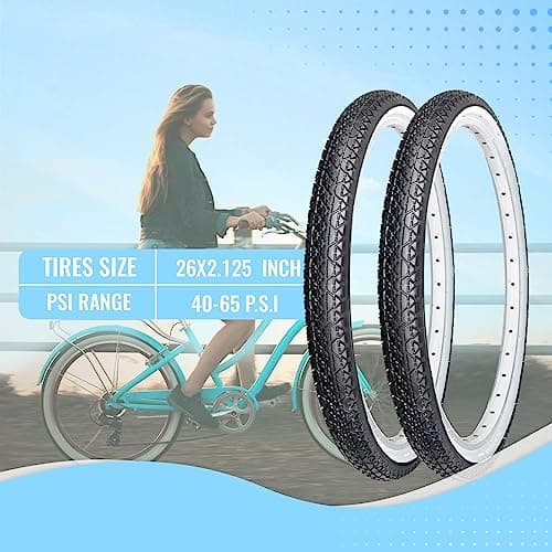 26x2.125 Cruiser Bike Tires: MOHEGIA 2-Pack 26 Inch Folding Tires with Pair Bike Tubes & Tire Levers Replacement Set for Beach Cruiser and Urban Commuting Bicycle