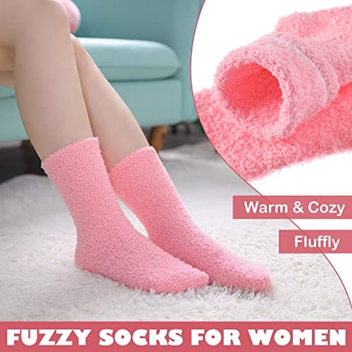 LINEMIN Womens Fuzzy Socks Cozy Fluffy Winter Warm Slipper Socks Microfiber Soft Home Sleeping Socks B09BN6Q93J