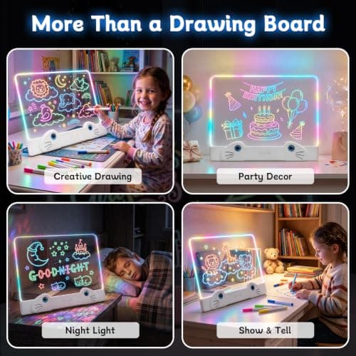 LED Drawing Board for Kids, 16" Rechargeable Glow Doodle Drawing Tablet with 13 Light Effects, Light Up Dry Erase Note Board, Birthday Gifts for Girls Boys Age 3-8, 7 Markers & Tracing Book B0H74R5T13