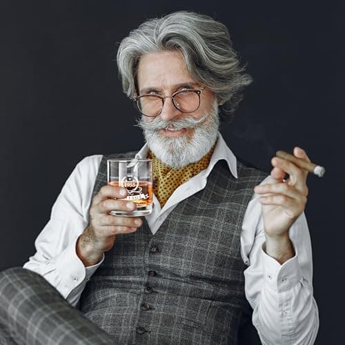 LIGHTEN LIFE 70th Birthday Gifts for Men 12 oz,1955 Whiskey Glass in Valued Wooden Box,70th Birthday Bourbon Glass for 70 Years Old Dad,Husband,Friend,70th Bday Gift Ideas