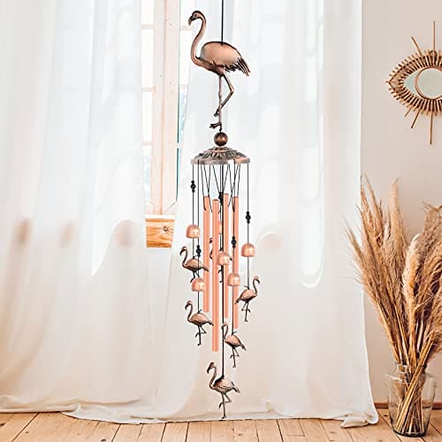 JOBOSI Flamingo Wind Chimes, Gifts for Mom Women Grandma Friends Mother, Flamingo Room Garden Decor Patio Decorations, with S Hook Flamingo Gifts B0968DSJW7