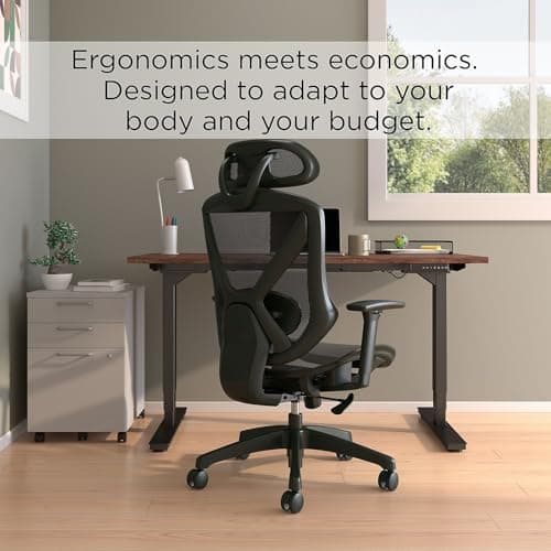Staples Dexley Ergonomic Task Chair, Mesh, Ergonomic, Lumbar Support, Adjustable Height, Black