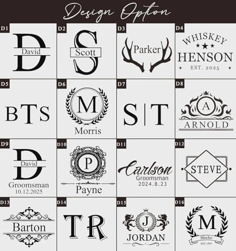 Personalized Monogram Whiskey Set, Wooden Whiskey Set Gifts - Engraved Drinking Glass, Bourbon Gifts Box for Dad, Scotch Set Gift for Groomsman