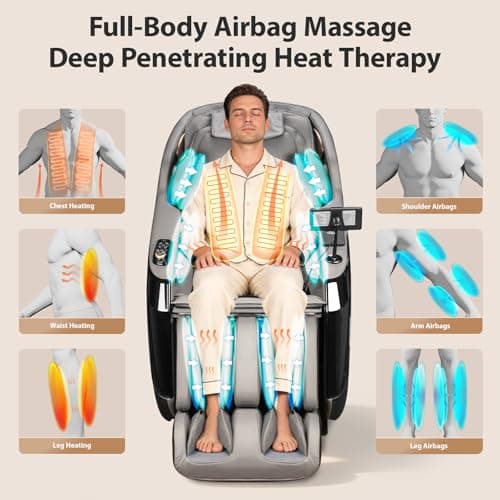4D Massage Chair Full Body - 53.2" Ultra Long SL-Track Massage Chair Zero Gravity Massage Recliner with Foot Roller, 10 Modes 6 Technique, 32 Airbags, 3 Core Heating, AI Voice, Yoga Stretch