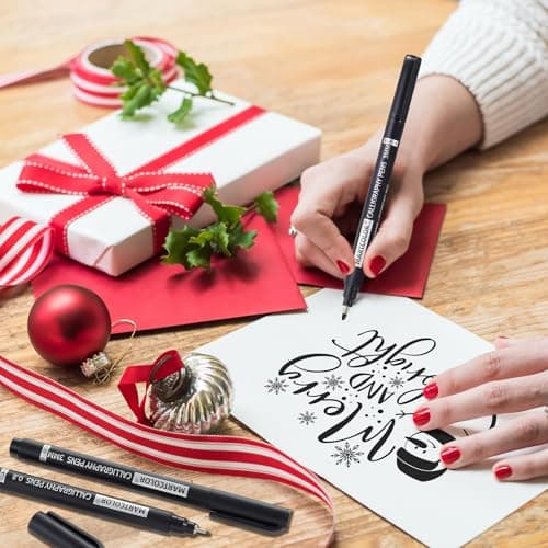 MARTCOLOR Calligraphy Pens, 10 Size Calligraphy Pens for Writing, Brush Pen Calligraphy Set for Beginners, Calligraphy Brush Pens, Hand Lettering Pen for Art Drawing, Sketching, Scrapbooking