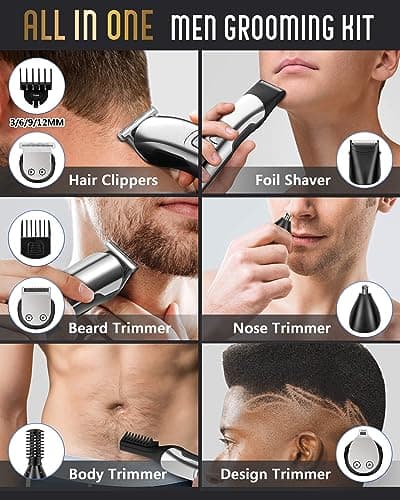 Ufree Beard Trimmer for Men, Waterproof Electric Razor for Nose, Body, Face & Mustache, Cordless Hair Clippers Shavers Grooming Kit, Gifts for Men Husband Father