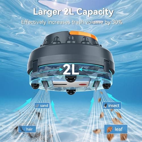 X2 Cordless Pool Cleaner Robot, Robotic Pool Vacuum for Above/In Ground Pool, 45W Dual-Motor, Self-Parking, Enhanced with 2L Debris Capacity