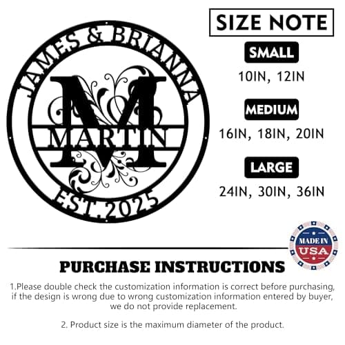 Custom Signs Outdoor Metal, Personalized Name Sign, Family Last Name Sign Home Decor, Initial Monogram Wall Metal Art, Customized Wedding Christmas Housewarming Gifts