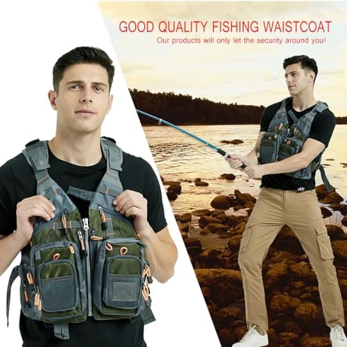 Obcursco Fly Fishing Vest for Men and Women with Breathable Mesh, Trout Fishing Gear, for Outdoors Stream Fishing