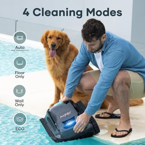 Aiper Scuba S1 Robotic Pool Cleaner – 4500GPH Suction, Wall & Waterline Cleaning, 4 Modes, Smart Wavepath Navigation, 150-Min Runtime, Pool Vacuum for Inground Pools