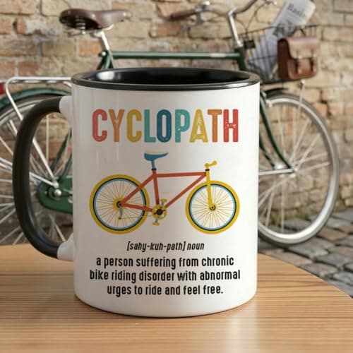 Gift for Cyclist, Cyclopath Definitions Funny Cycling Mug 11oz, Fathers Mothers Day Birthday Christmas Cool Gifts for Cyclists Biker Pedaller Bicycle Lover Triathlete, Bicycle Coffee Cup B0GSG7JZ78