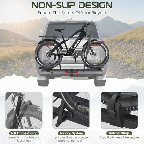 Bike Rack for Car,200lbs Capacity for 2 EBike with Anti Theft Lock Foldable Tilt Design Hitch Bike Rack,Up to 5-Inch Fat Tire for 2'' Receiver