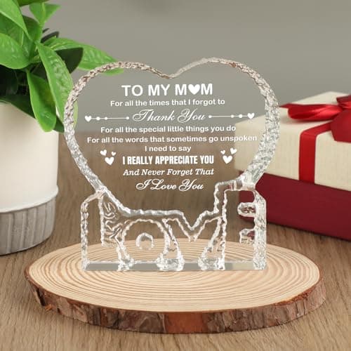 Crystal for Mom, Birthday Gifts for Mom from Daughter Son, K9 Crystal Plaque Keepsake, Best Gift for Mom on Xmas Thanksgiving Anniversary Birthday Mother‘s Day