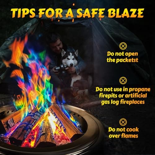 HGD (6 Pack) Magic Campfire Fire Color Changing Packets for Fire Pit, Indoor/Outdoor Fireplace, Bonfire - Rainbow Magical Flame, Camping Accessory, Compatible with Wood B0CHDSB1HB