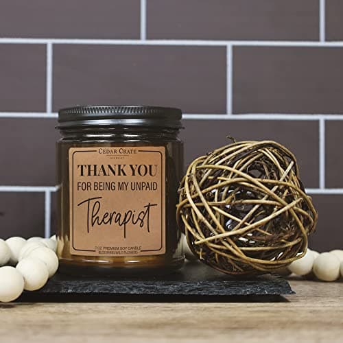 Gift for Best Friend | Thank You for Being My Unpaid Therapist | Scented Candle Gift Idea for Best Friend, BFF, Sister, Mom, Girlfriend, Boyfriend on Birthday, Christmas Candles -Blooming Wildflowers