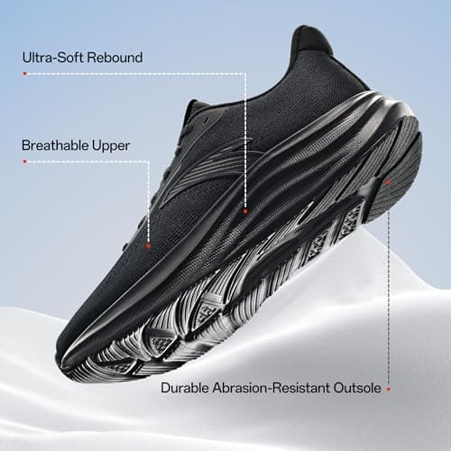 ANTA Men’s Running Shoes, Lightweight Cushioned Breathable Sneakers, Comfortable Trainers with Slip Resistant Outsole for Jogging, Walking and Daily Workout