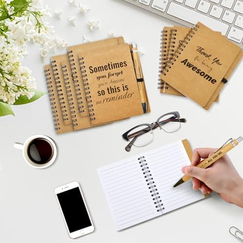 20 Pcs Christmas Employee Appreciation Gifts Bulk - 10 Sets of Inspirational Spiral Notebooks with Motivational Pens, Small Notepads for Coworkers, Office Staff, Team, Nurse, Teachers, Thank You Gifts