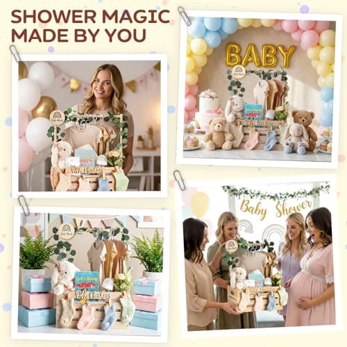 Wooden Baby Shower Crate Closet - Personalized Baby Gift Baskets with Hangers, Large Newborn Boys Girls Clothes Storage Box for Newborn New Parent B0GFMLPWDH