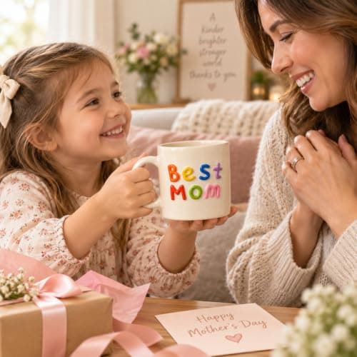 Colorful 3D Lettering Comfortable Handle Birthday Gifts for Mom Birthday Gifts Happy Birthday Mom Gifts For Mom,Mom Gifts,Mom Birthday Gifts,Mothers Day Gifts-Best Mom Mug B0H9YK5B49