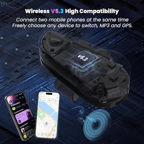 FEYA Motorcycle Helmet Speakers Super Long Battery Life Helmet Headset with Hi-Fi Sound Quality Dual Noise Reduction IPX6 Automatic Answer/Call Music Control/AI Voice/Soft & Hard Mic 1 Pack - Multi