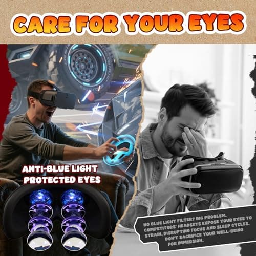 DESTEK V5 VR Headset for Phone w/VR Gamepad, 128 Premium VR apps Included, Anti-Blue Eyes Protected HD Lenses, 110° FOV Virtual Reality Headsets for iPhone, Android Phone- Black