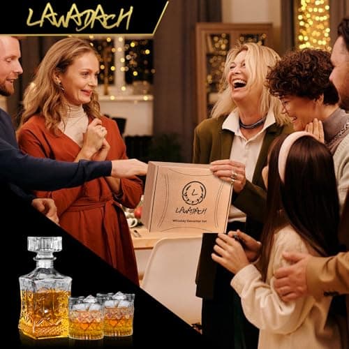 Whiskey Decanter for Men, Glass Liquor Decanter Set with 2 Whiskey Glasses, Decanter for Tequila,Bourbon, Scotch, Brandy and Vodka, Gift for Men, Ideal Home Bar Decor - 28oz