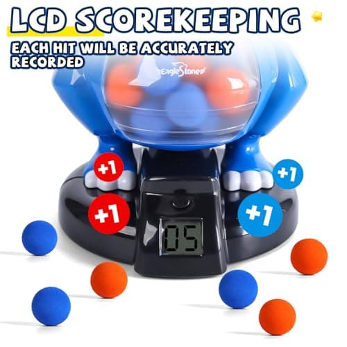 EagleStone T-Rex Dinosaur Shooting Toys for 6 7 8 Year Old Boys, Electronic Shooting Target Game with Air Pump Gun, 24 Balls, Foam Blaster Boy Toys Age 6-8 8-10, Christmas Birthday Gifts for Kids