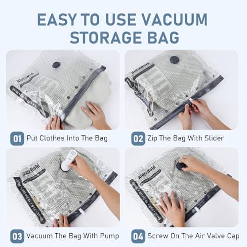 20 Pack Travel Vacuum Storage Bags with Rechargeable Electric Pump, Compression Packing Seal Bag for Luggage and Suitcase, 5 Small + 5 Medium + 5 Large + 5 Jumbo Space Saver Bags for Clothing Travel