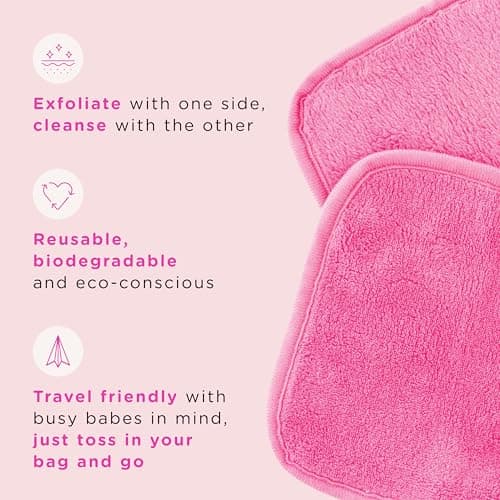 ERASE YOUR FACE Reusable Makeup Remover Cloths - Microfiber Face Towels to Cleanse & Remove Makeup - Water Activated for Sensitive Skin - Multi-Color (4 Count)