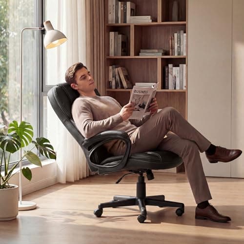 Furmax Office Executive Chair High Back Adjustable Managerial Home Desk Chair, Swivel Computer PU Leather Chair with Lumbar Support
