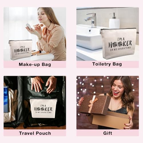 Funny Crochet Gifts for Crochet Lovers Funny Crochet Makeup Bag, Crochet Knitting Gifts for Christmas, Friendship & Birthday Gifts for Women, Mom, Sister, Travel Cosmetic Bag B0DHTL2L81