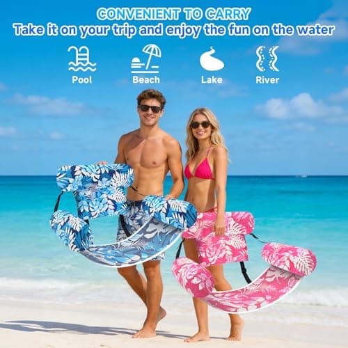 3 Pack Pool Floats Adult, Adjustable Heavy Duty Inflatable Pool Floats Chair, Portable Pool Float Lounger for Adults & Kids, Pool Floaties Noodles for Summer Pool Beach Lake Party Relaxing Fun