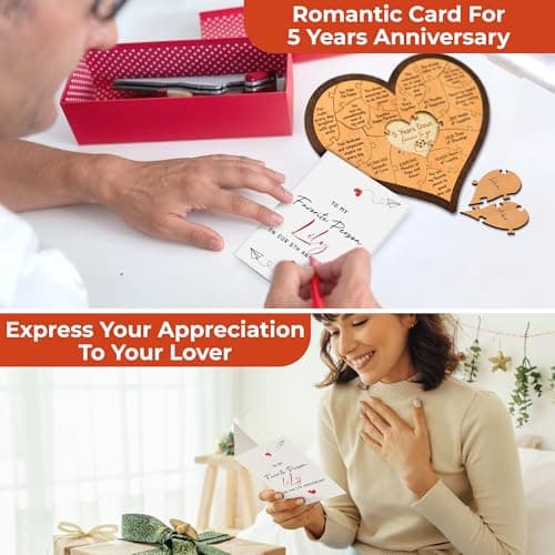 5 Year Anniversary Wood Gifts For Him Her - 5th Anniversary Marriage Gifts For Wife Husband, Wooden Wedding Gift For For Fifth Anniversary
