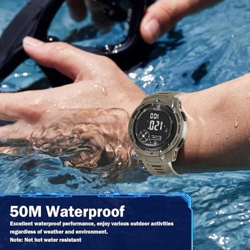 AVTREK AVTREK Tactical Watch with Compass,50M Waterproof Pedometer, Digital Altimeter Watch for Outdoor Hiking/Climbing(Cafe)