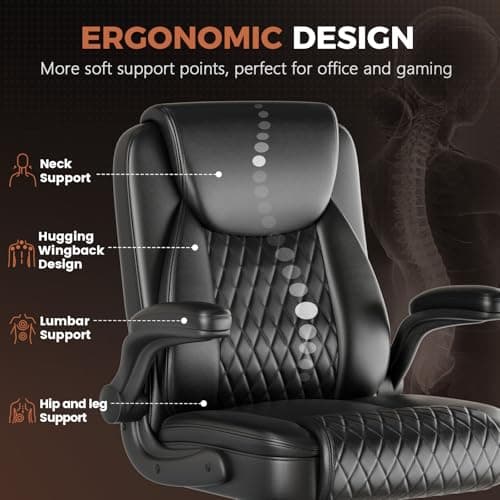 COMHOMA Leather Office Chair Ergonomic Computer Gaming Chair with Comfy Back Support, Executive Mid-Back,Small Gmaing Chair with Adjustable Armrests, for Short People Use, Rolling Swivel for Adults