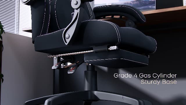 Dowinx Gaming Chair with Heated Massage Lumbar Support,Big and Tall Fabric Gaming Chairs for Adults with Footrest, Ergonomic Computer Game Chair with Poket Spring Cushions, 350lbs, Black
