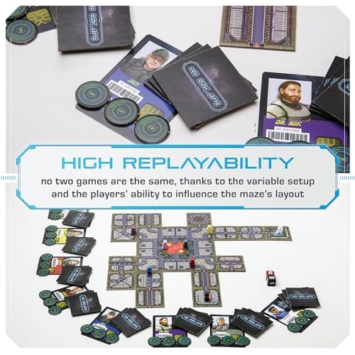 No Escape Board Game - Strategy Board Game for Adults, Family, Party - Unique Strategic Space Sabotage Traitor Maze Game with Tiles - Fun for Kids, Teenagers, Adults, 2 to 8 Players