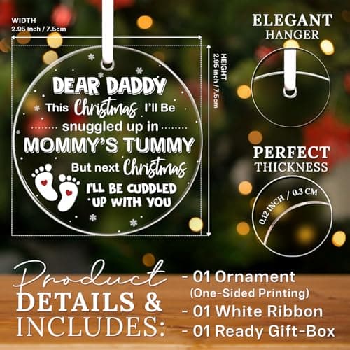 HEXMOZ First Time Dad Gifts - New Dad Gifts - Bumps First Christmas Ornament - Pregnancy Announcement for Husband, Soon to Be Daddy, 1st Time Daddy Gift - Expecting Baby on The Way
