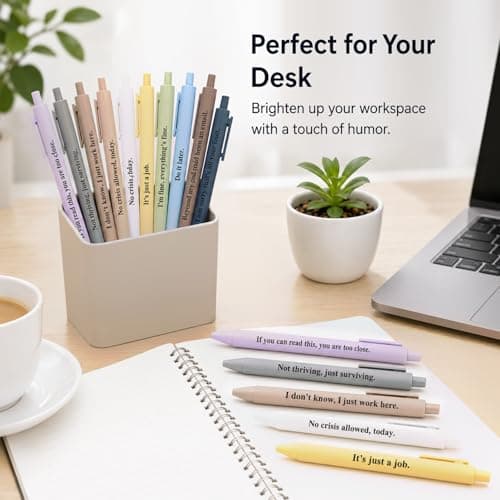 Black Ink Pens with Sayings; Sarcastic Gifts and Funny Office Gifts for Coworkers on Birthdays, at Work or for Appreciation Funny Pens for Adults, 10 Pcs Sarcastic Pens and Coworker Gifts for Work B0GY5CH68Z