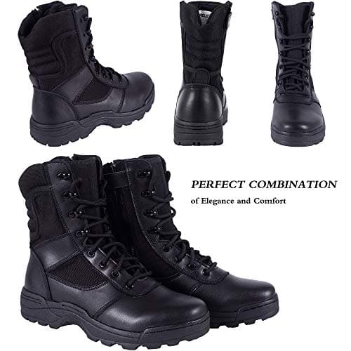 RIELD Men's Military Tactical Work Boots Side Zipper Jungle Army Combat Boots